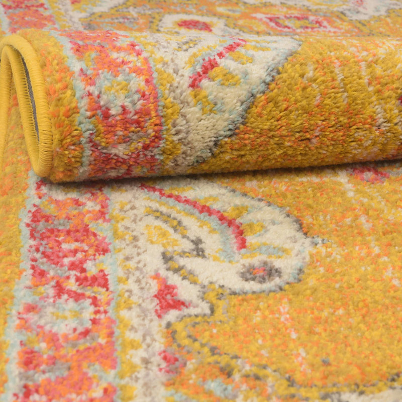 Galyean Abstract Rug, Rectangle 7'10" x 10', Gold/Red