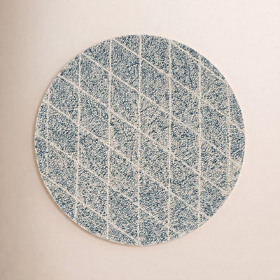 Russo Ivory Blue Hand-Woven Geometric Rug