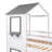 Kids Twin Over Twin Low House Bunk Bed with Roof, Windows and Shelves-858860547-924780177