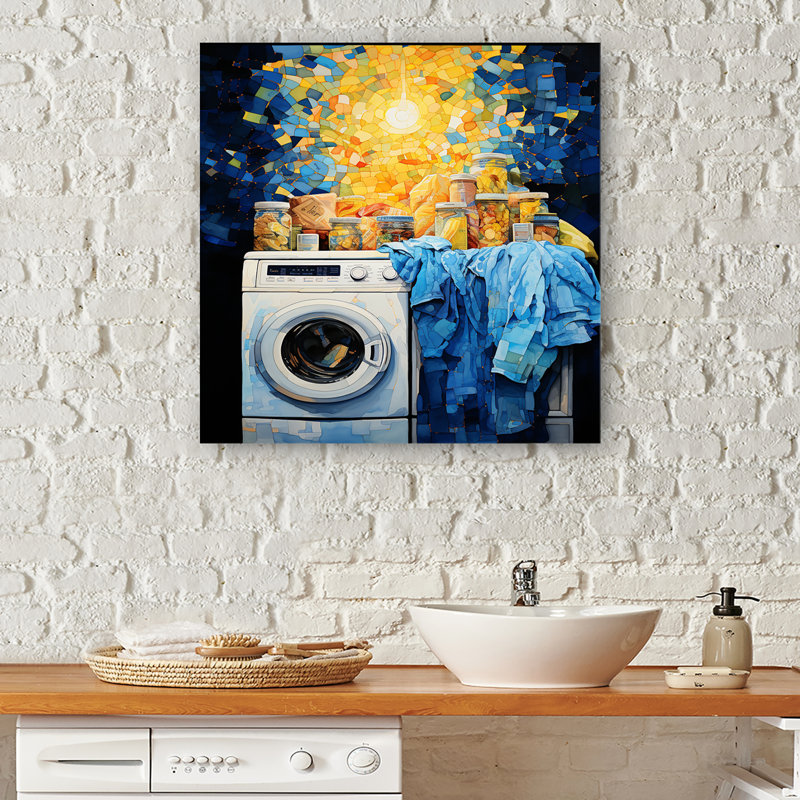 Détergent à lessive bleu et jaune IV - Art mural, H 44 po x l 34 po x P 1,5 po