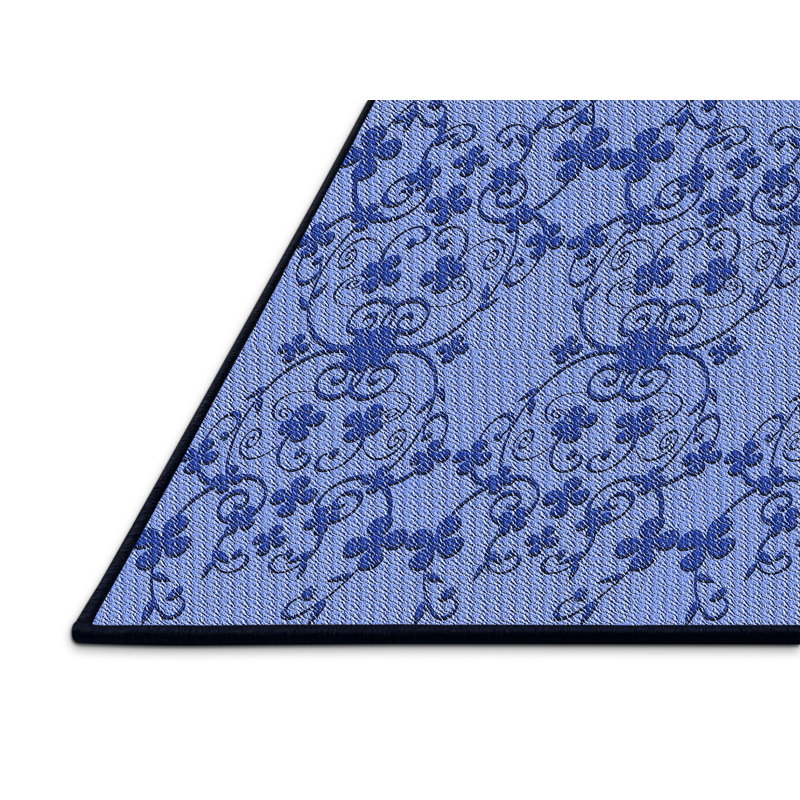 Tapis damassé bleu, Rectangle 5 pi x 7 pi