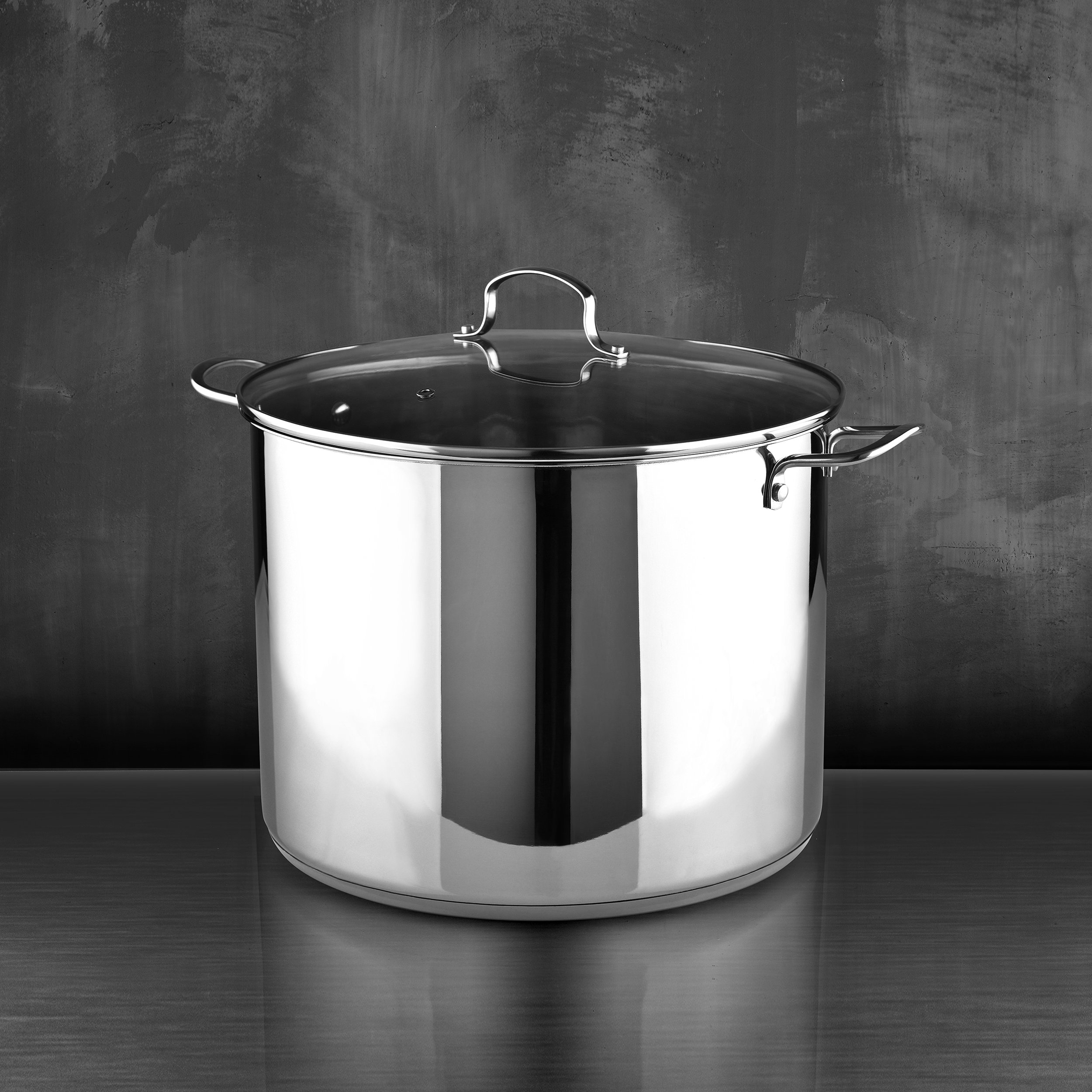 Gourmet by Bergner - 8 Qt Stainless Steel Dutch Oven with Vented Glass Lid,  8 Quarts, Polished