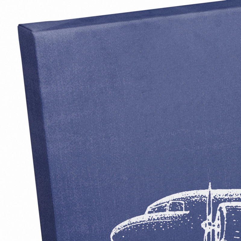 Art sur toile croquis avion Flara, H 16 po x l 20 po x P 1,25 po, Bleu