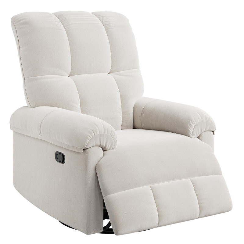 Manual Recliner Chair, Comfy Swivel Rocker Chair for Adults, Ergonomic High Back Silent Nursery Glider, Beige