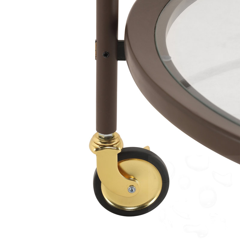 Chariot-bar rond avec tablettes en verre