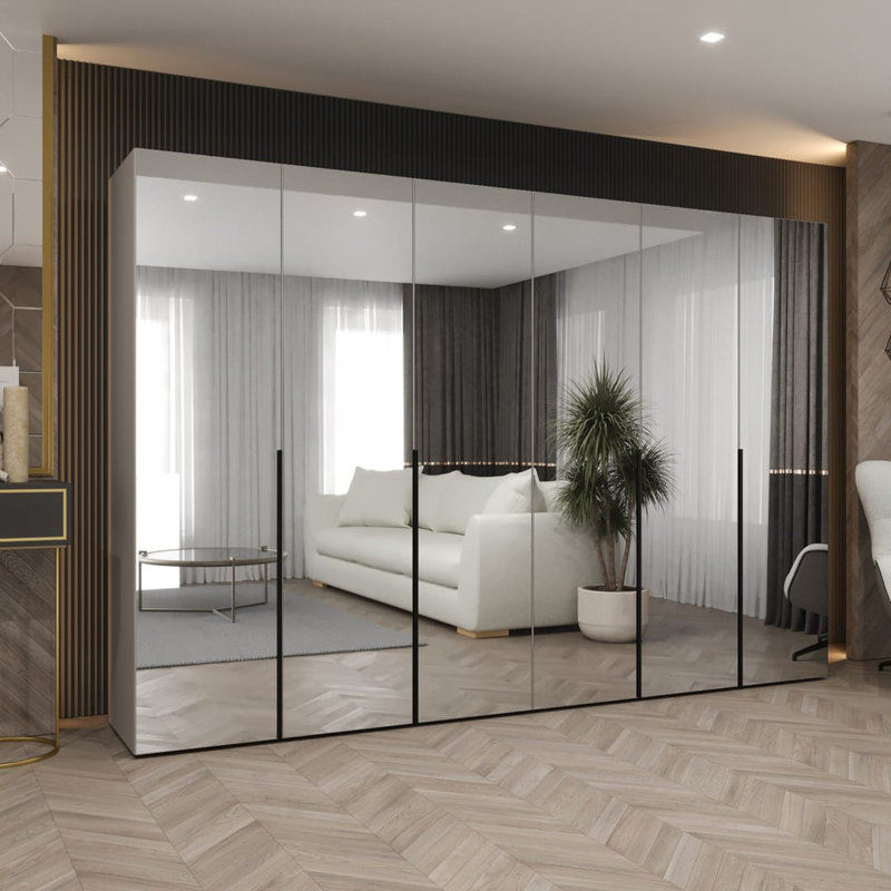 Bia 6 Door Manufactured Wood Wardrobe, Cashmere