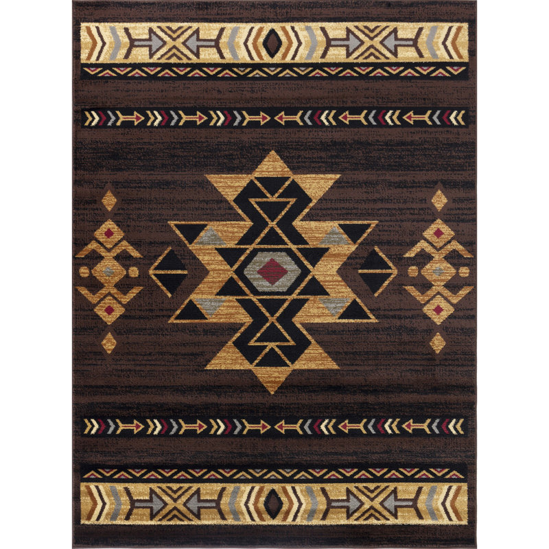 Tribes GC_YLS4005 Brown Southwest Area Rug, Rectangle 2' x 3'