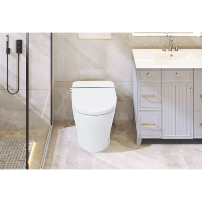 Upmarket Toilet With Self-Cleaning Wand, Dual Flush 1/1.28 , Foot Sensor Flush, White Night , Knob Control, Cold Water Wash, Strong Soft Close, Immaculate Compact, Pristine