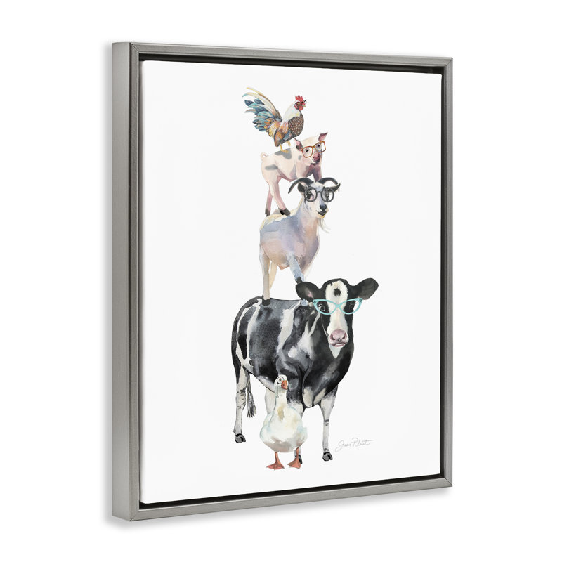 Cadre flottant Farm Farm Family, design par Jean Plout, H 21 po x l 17 po, Cadre flottant gris lustré