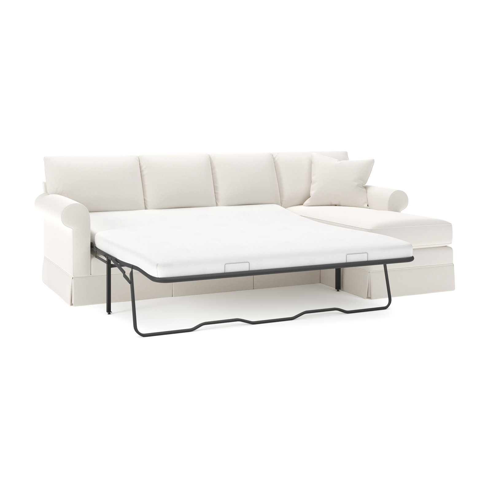 Friedman Sleeper Sectional with Chaise, Lena Off White Performance Linen Blend, Right Hand Facing
