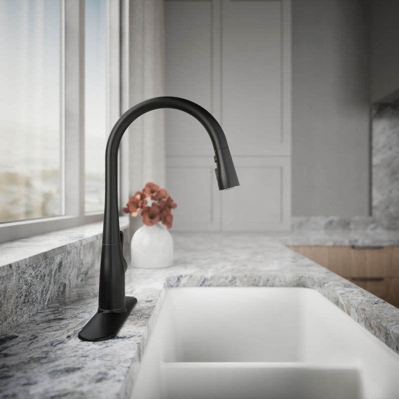 Simplice Pull Down Single Handle Kitchen Faucet, Matte Black