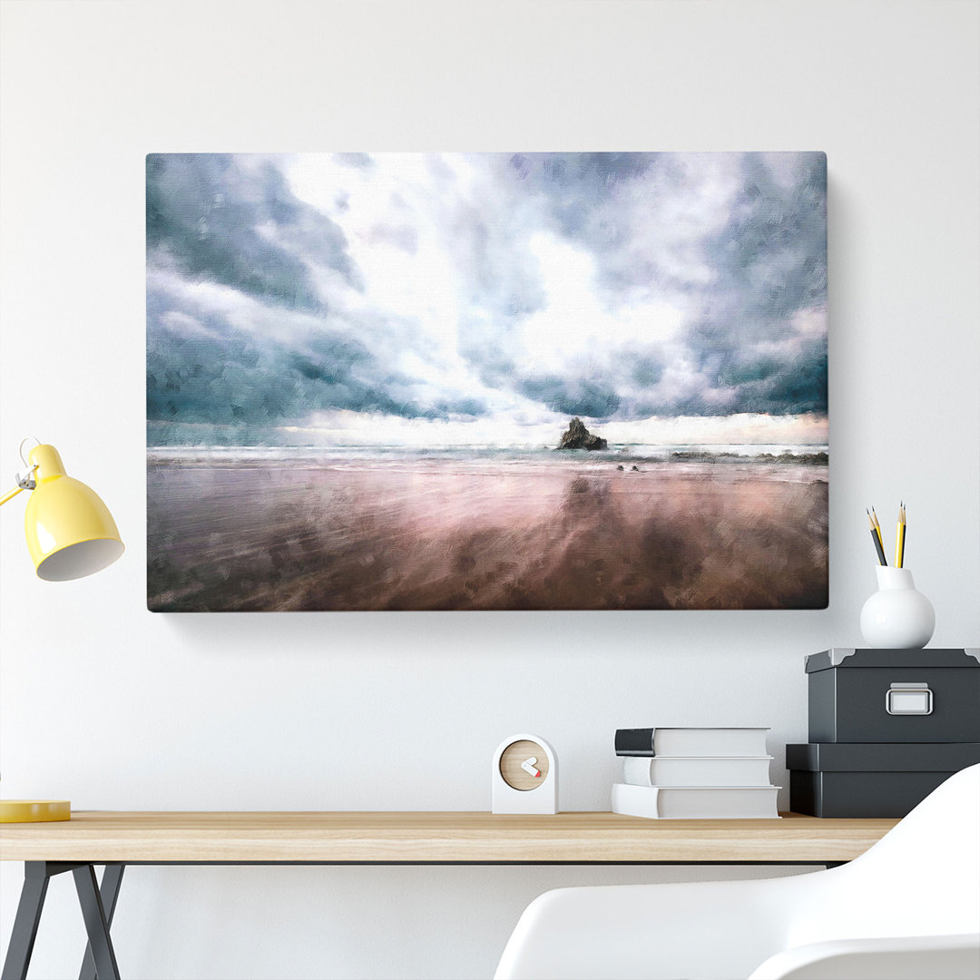 Beach In Sopelana Spain Painting - Wrapped Canvas