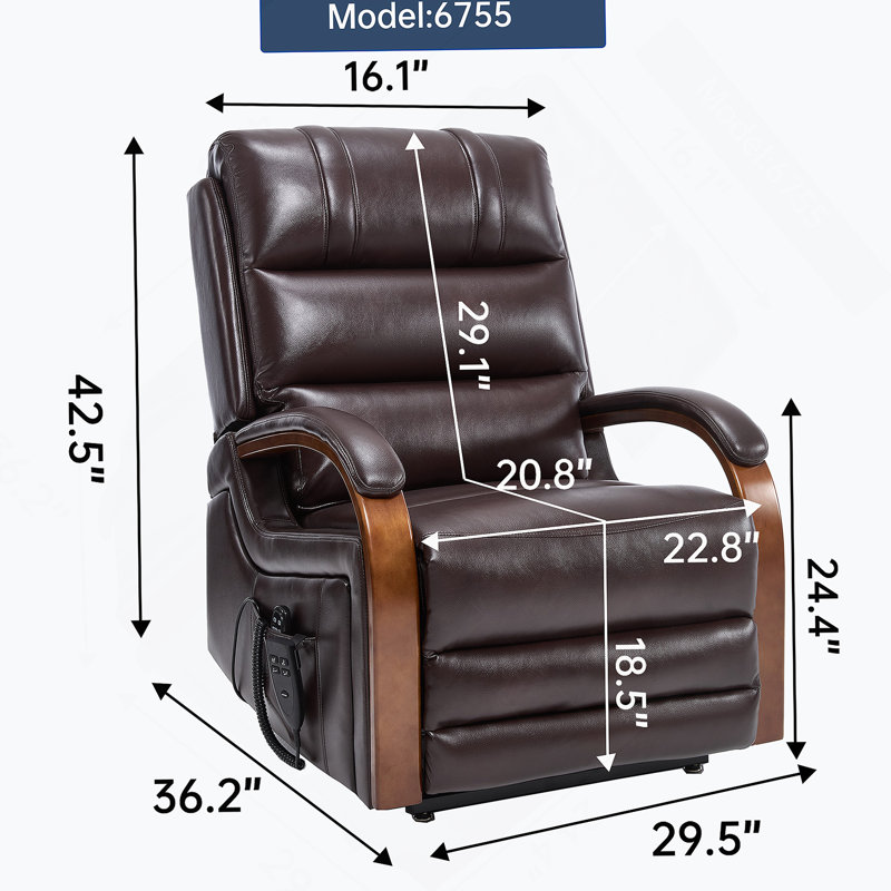 Power Brown Leatheraire Lift Recliner Chair Dual Motor Infinite Position Up To 350 LBS, Dark Brown