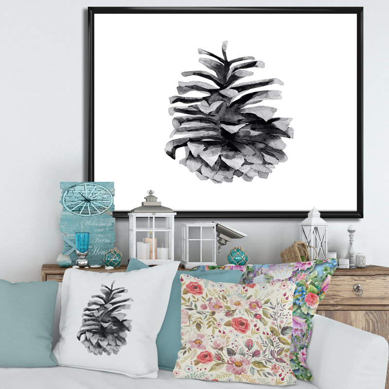 Conifère conique monochrome - reproduction sur toile flottante, H 24 po x l 32 po x P 1 po, Cadre noir