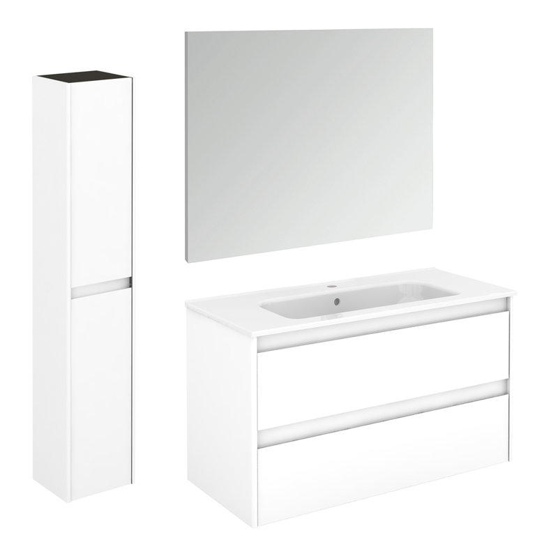 Ambra 39.6'' W Single Vanity with Mirror, Gloss White