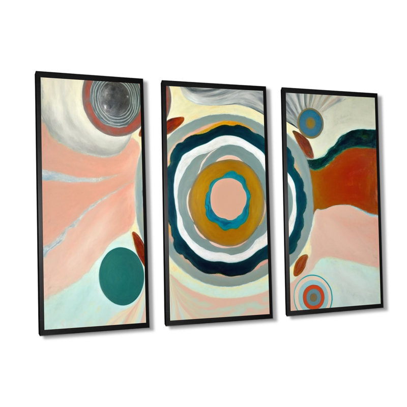 Mystic Terra Rosa Wisdom VI - 3 pièces sur toile, Toile encadrée noire, H 28 po x l 36 po x P 1 po