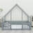Playhouse Style Floor Bed with Protective Fence and Safety Guardrails-280537392