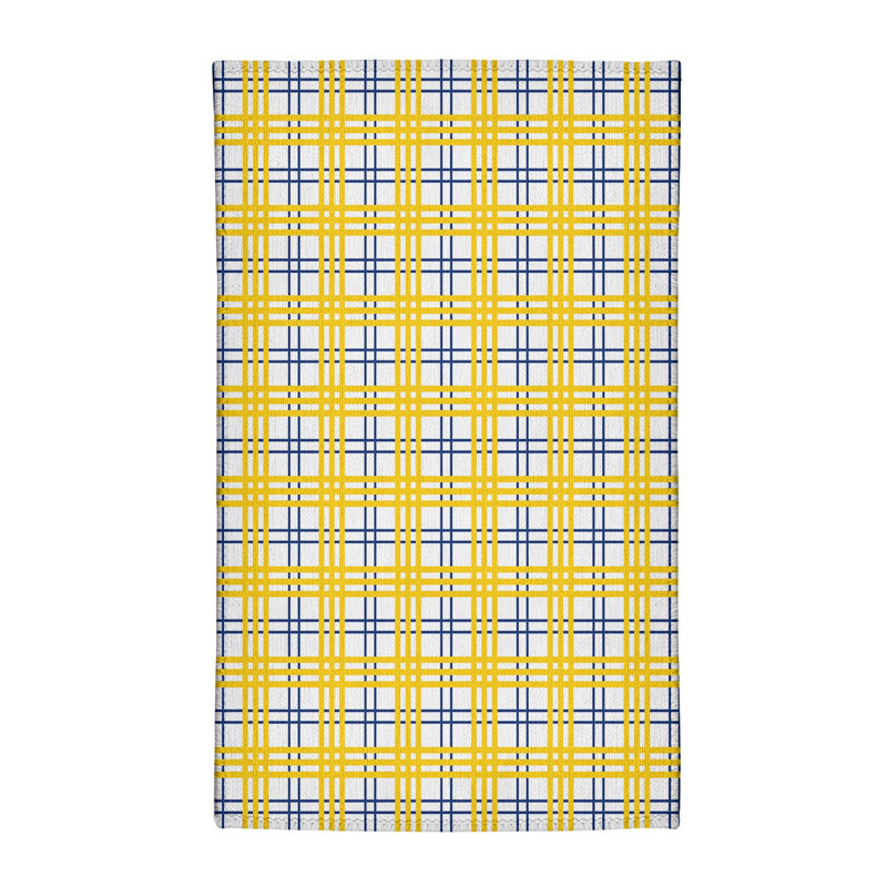 Tapis jaune / blanc à carreaux, Rectangle 5 pi x 7 pi