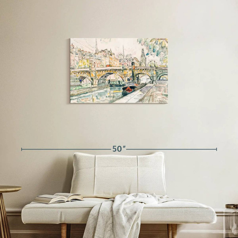 Remorqueur au Pont Neuf Paris, H 20 po x l 30 po