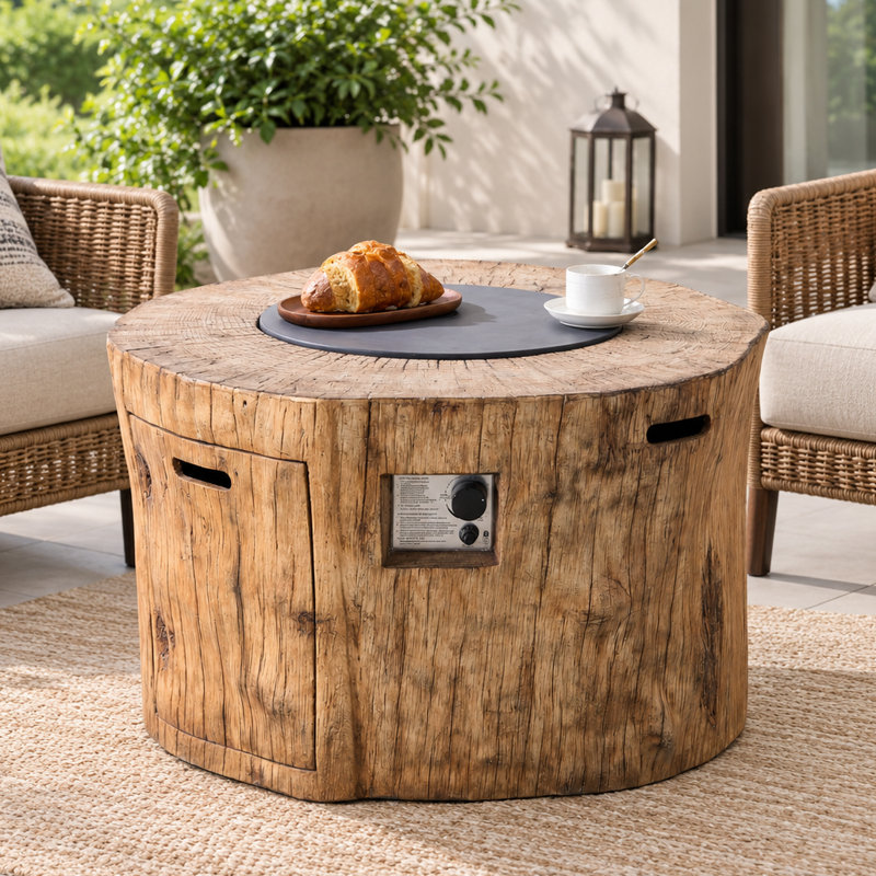 Table de foyer d'extérieur au gaz Adriyanna, Brun