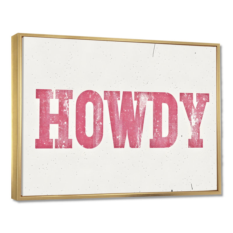 Howdy - Cowgirls Wall Art Living Room, Toile avec cadre flottant or, H 16 po x l 32 po x P 1 po