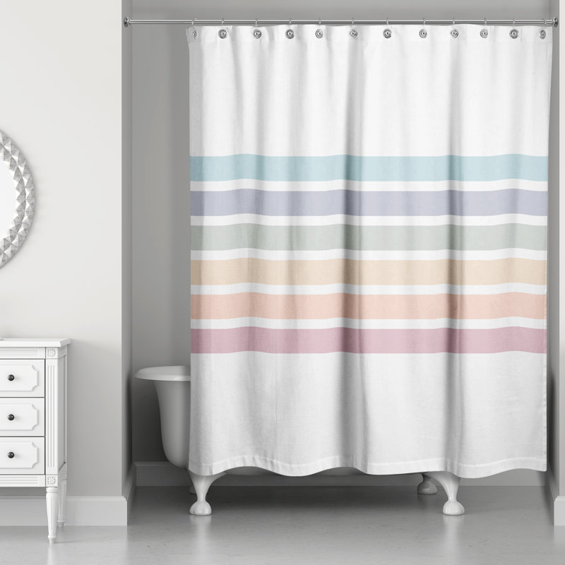 Perine Striped Shower Curtain, Light Multicolor