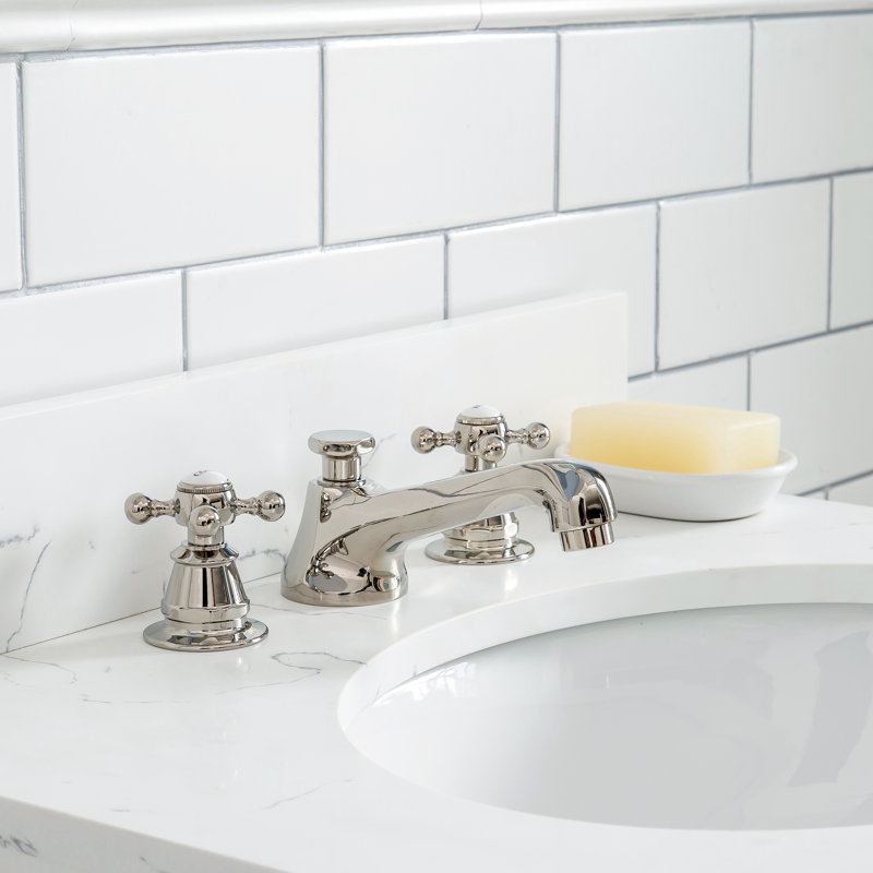 Queen 24" Sink Carrara Engineered Marble Countertop Bath Vanity with Faucet, Pure White, Standard