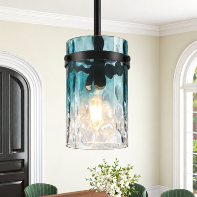 Luminaire suspendu à 1 lumière en verre d'eau 5,9 po, îlot de cuisine moderne