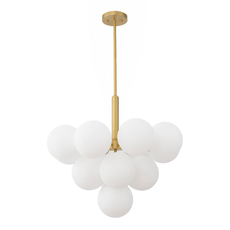 Delacroy 13 - Light Dimmable Chandelier, Frosted, Brass