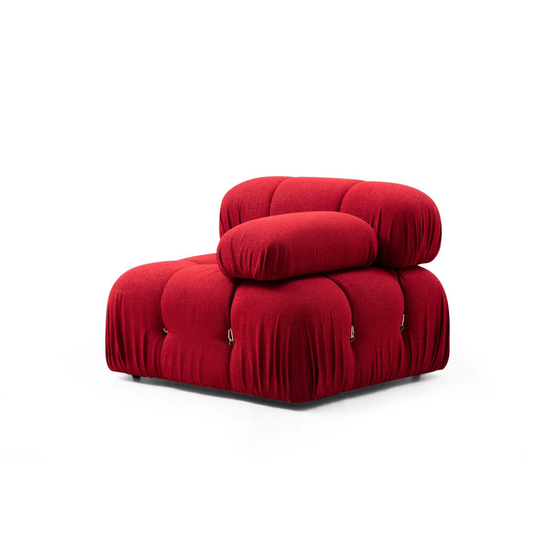 Élégant canapé 1 place rouge de 37,4 po x 37,4 po x 29,5 po | Structure en bois de hêtre et en carton, tissu 100% polyester | 28 dossier en mousse, accoudoirs amovibles, nettoyage à sec | Parfait pour les hôtels et les espaces de divertissement, conception personnalisable
