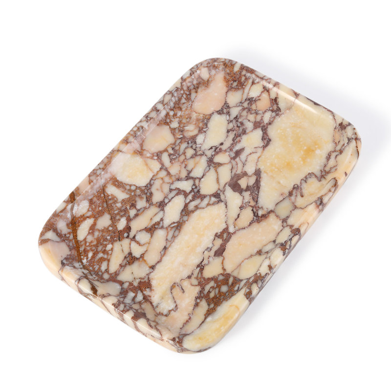 Guein Rectangle Natural Marble Tray,Calacatta Viola