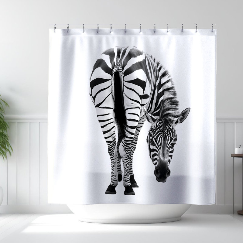 Rideau de douche Jez, Multicolore, blanc