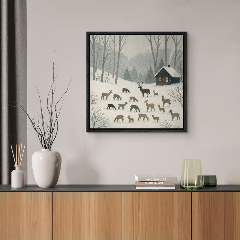 Hiver, art mural, impression sur toile, décoration murale de chambre à coucher, H 24 po x l 24 po, Noir
