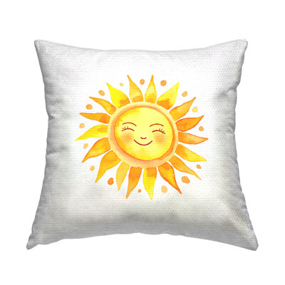 Happy Sun Boho Rays Outdoor Printed Pillow by Andrea Haase