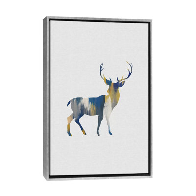 Cerf bleu et jaune - impression d'art graphique