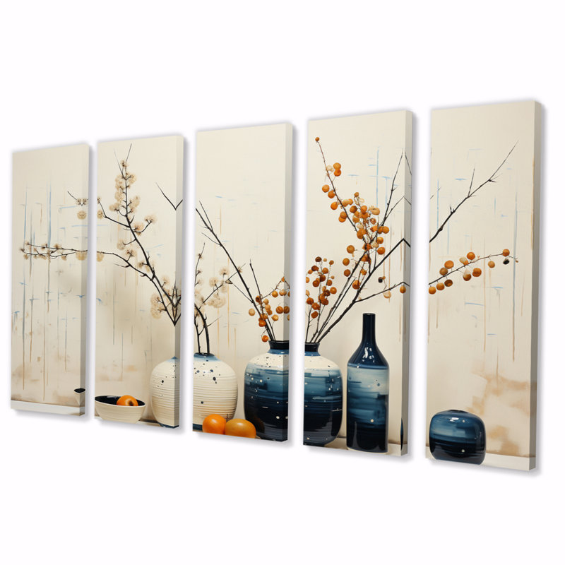 Oasis de poterie minimaliste bleue et bleue 5 pièces