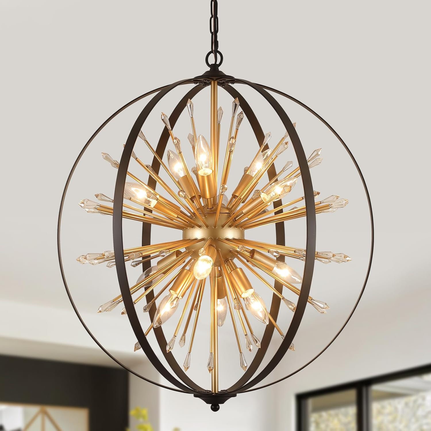 Everly Quinn Modern Sputnik Chandelier With Crystal Firework Design ...