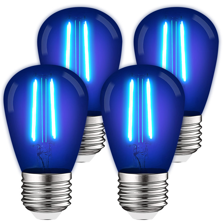 Luxrite S14 Edison LED Blue Light Bulb 0.5W Coloured LED Bulbs For Outdoor String Lights UL Listed E26 Base Indoor Outdoor 4 Pack