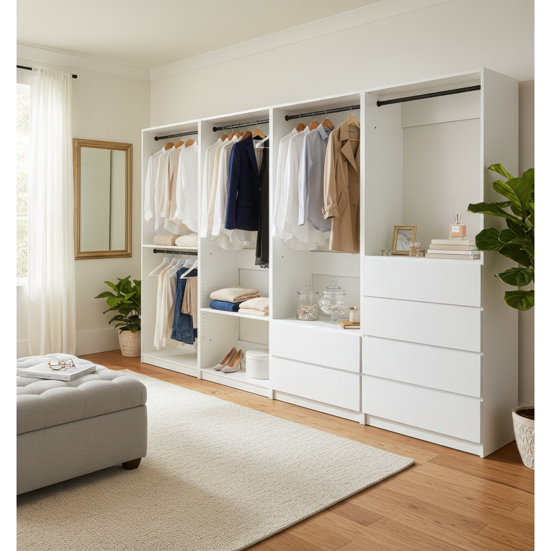 Kalinikos Freestanding Walk in Wood Closet System, White