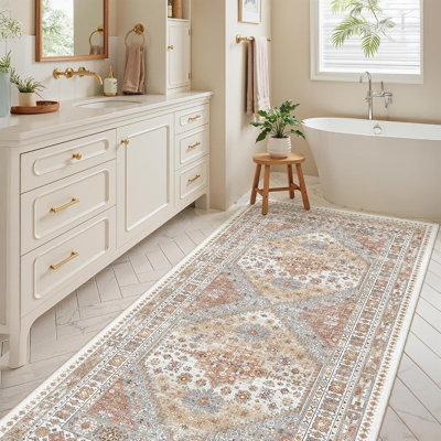 Malaika Machine-Washable Non-Slip Medallion Area Rug