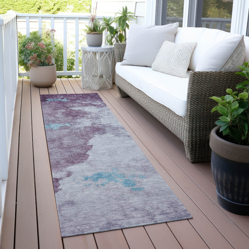 Machine Washable Indoor/Outdoor Xhevrie Lavender Rug, Runner 2'3" x 7'6"