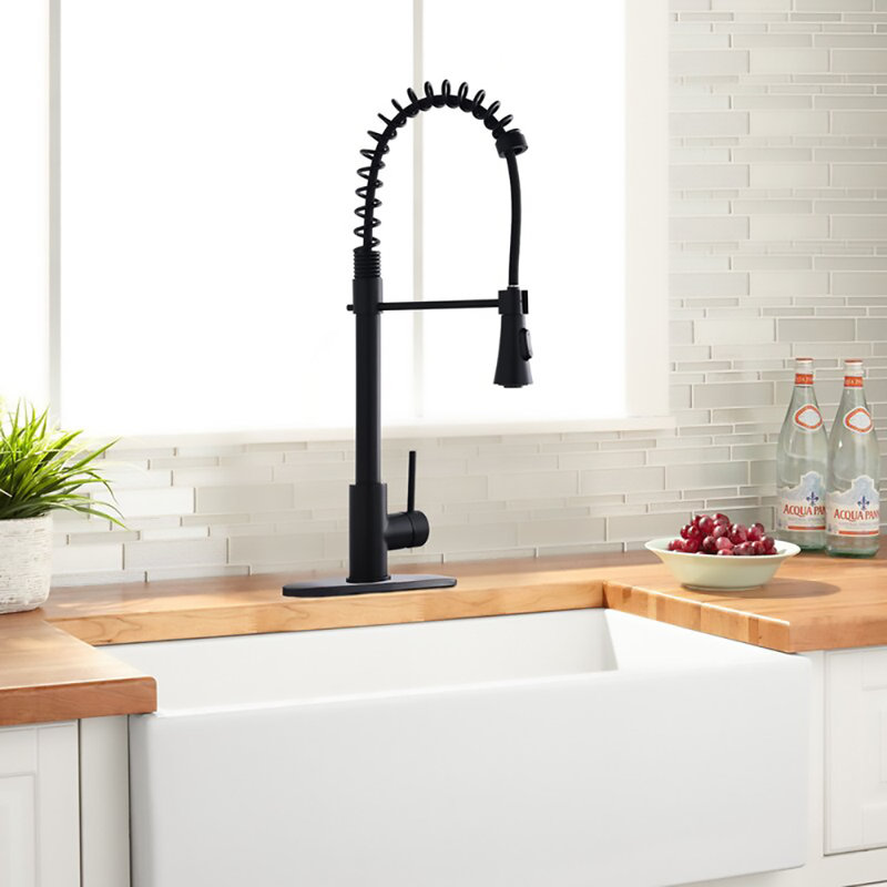 RENIST Spring Pull Down Kitchen Faucet, Matte Black
