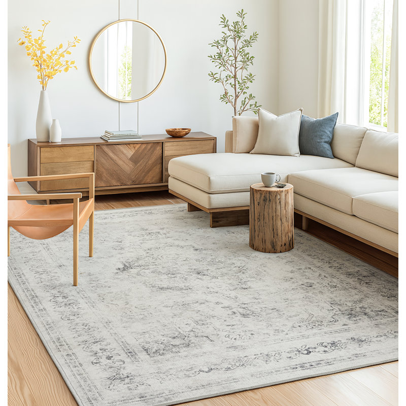 Pet Friendly Modern Printed Polyester Area Rug, Rectangle 8' x 10'