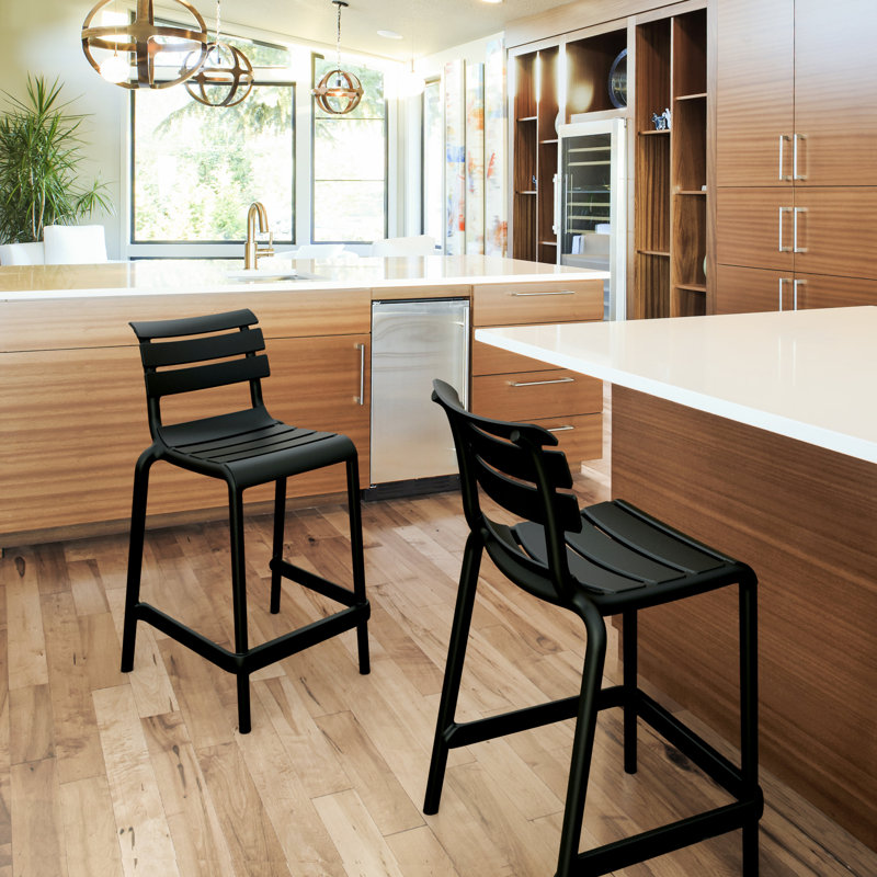 Tabouret de comptoir d'extérieur Ruta, Noir, 25.60"