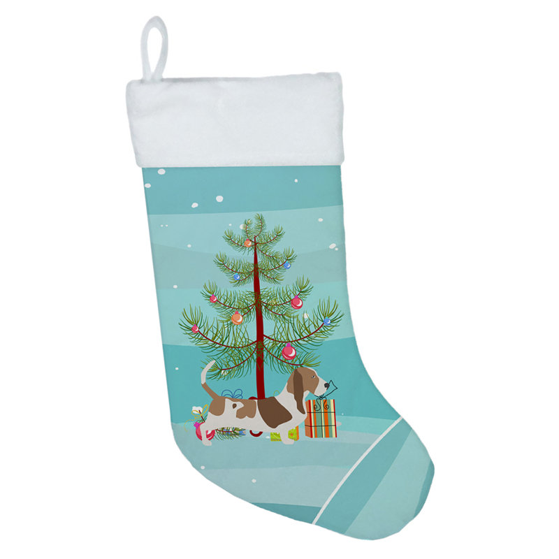 Chaussette de noël joyeux de noël, Basset hound brun