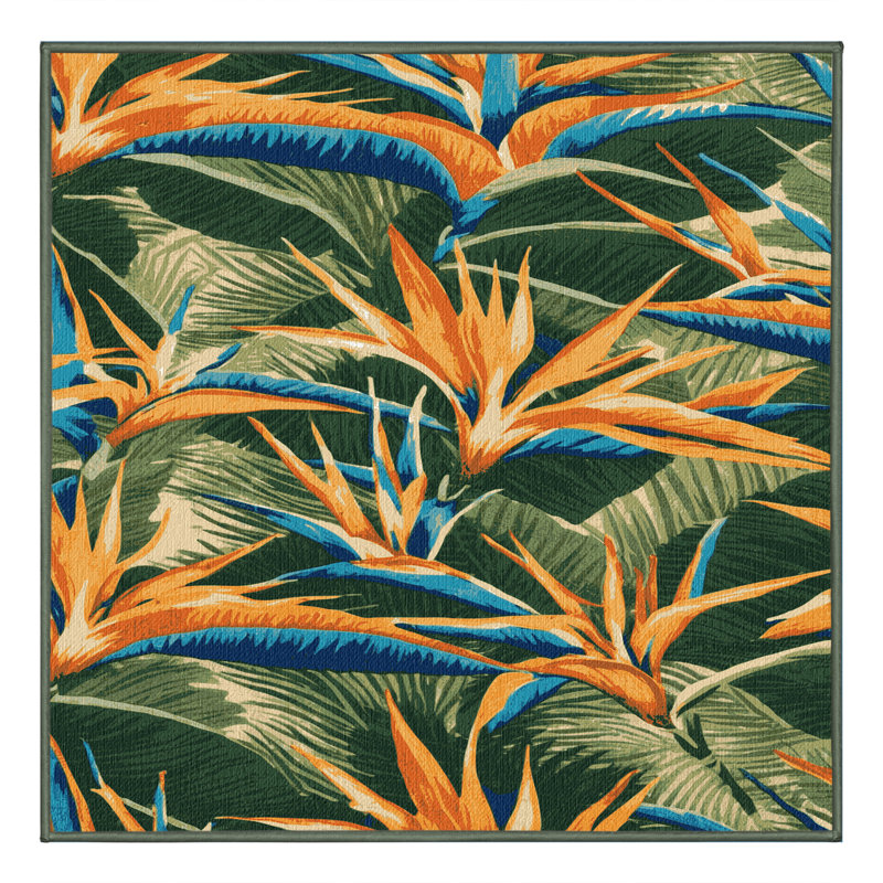  Tapis lavable d'oiseau de paradis hawaïen, Carré 4 pi