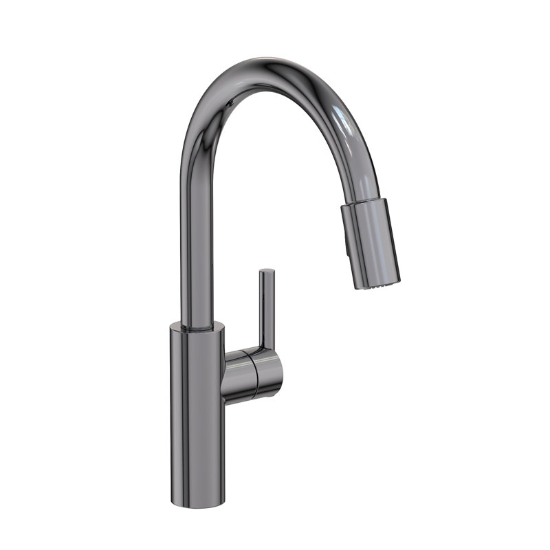East Linear Pull Down Single Handle Kitchen Faucet, Midnight Chrome
