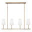 Lustre linéaire moderne 4 lumières l 43 po x H 15 po noir mat avec verre blanc doux effilé