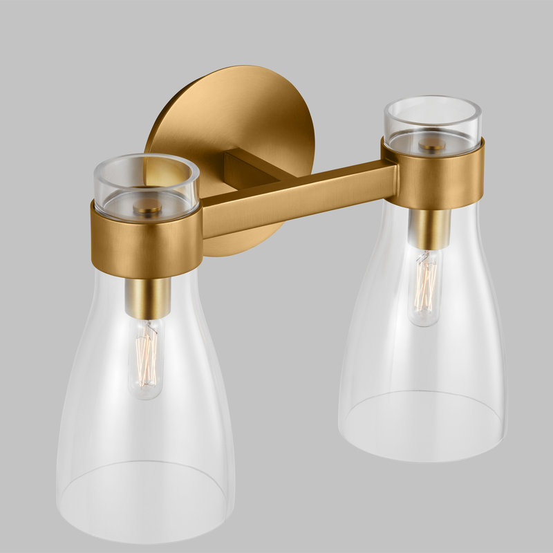 Burnished Brass and Glass Single Light Vanity Sconce