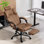 Chaise de bureau, fauteuil de bureau inclinable en tissu adapté aux animaux de compagnie, brun